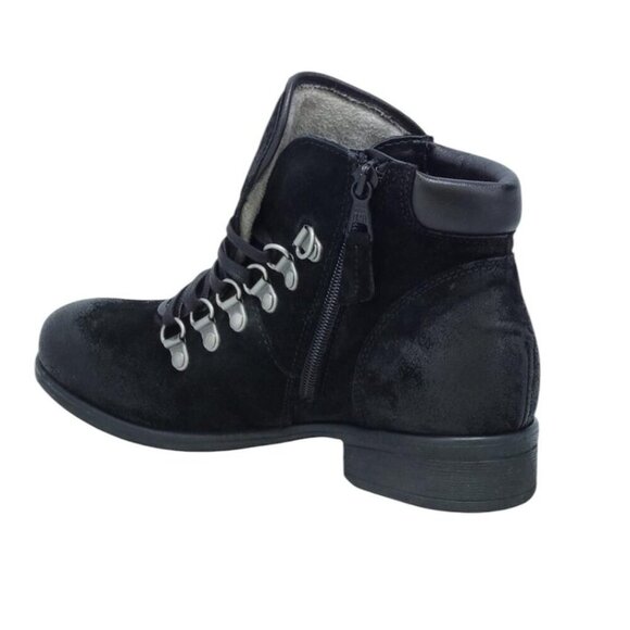 Miz Mooz Womens Black Leather Lace Up Steffy Ankle Bootie Sz 8.5 New - Picture 2 of 14